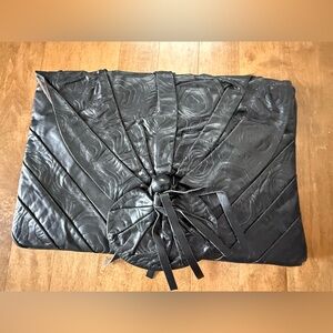 Pinky Black Quilted Crossbody/ Large Clutch Bag with Rosette Detail